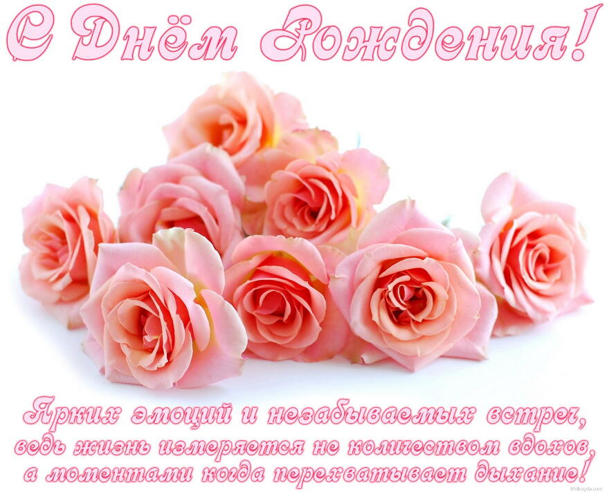Открытка с Днём рождения с пожеланием, цветы, розы